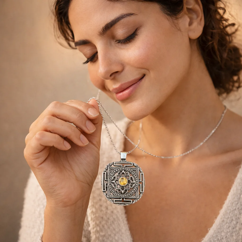Elite Vedic Citrine Yantra Necklace - Image 5