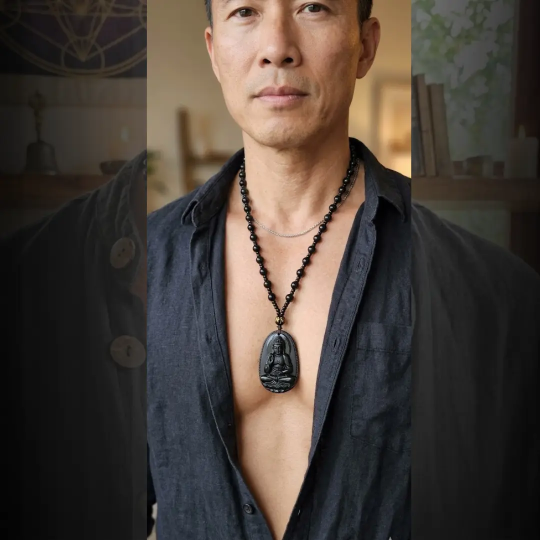Black Obsidian Buddha Pendant - Image 4