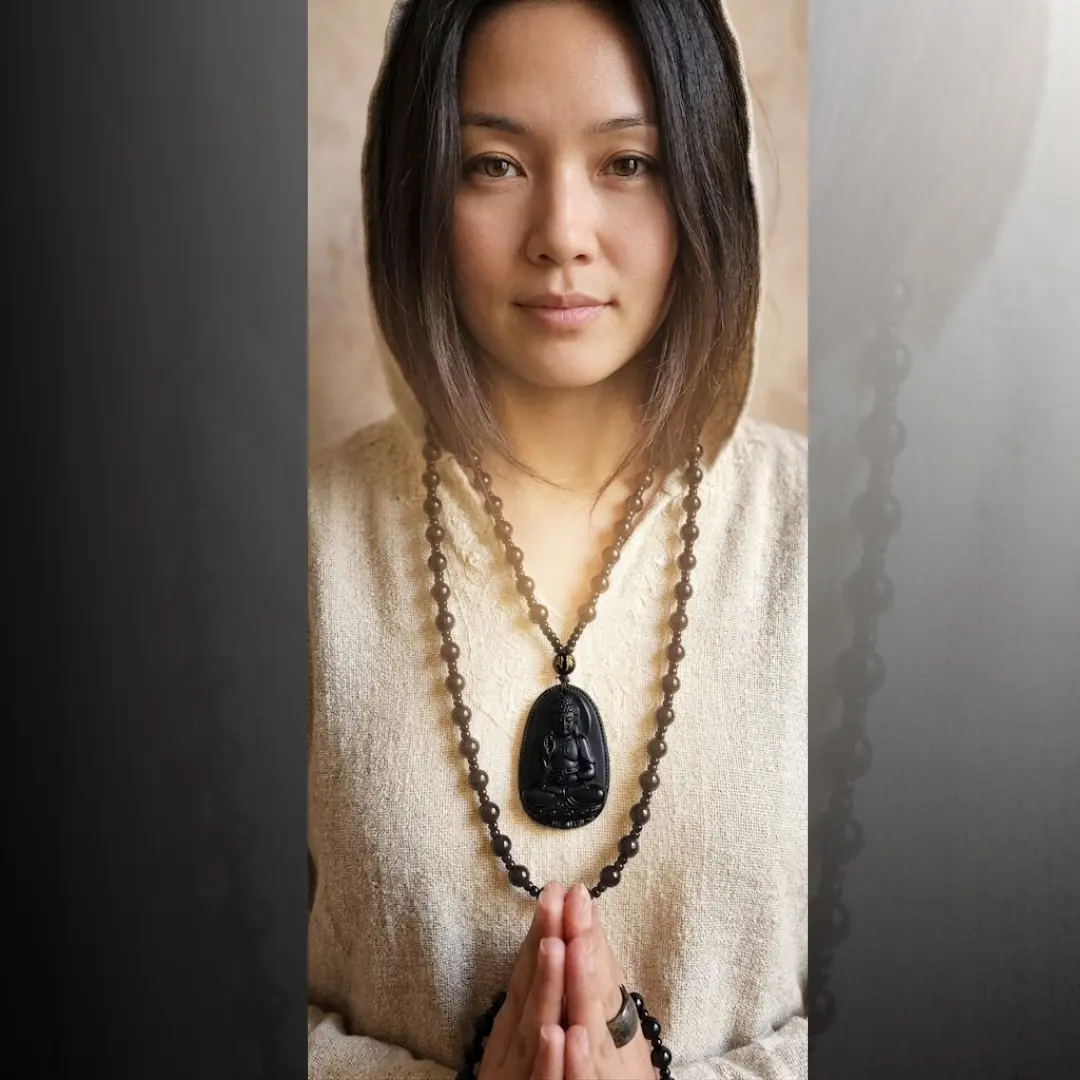 Black Obsidian Buddha Pendant - Image 2
